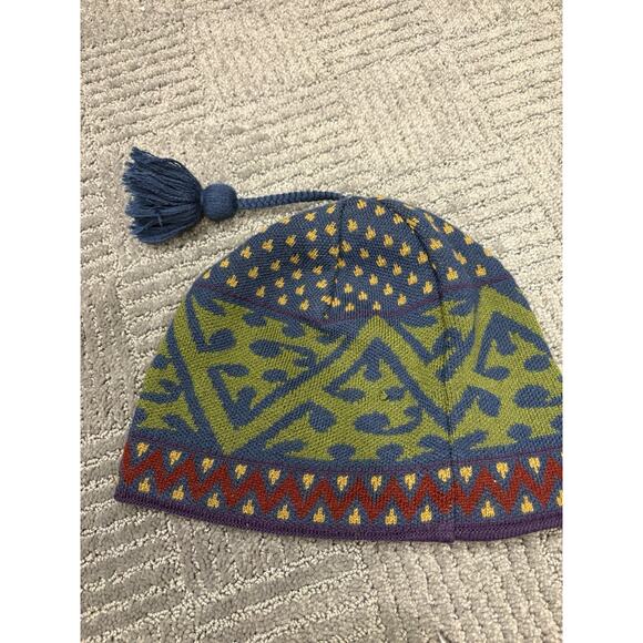 Vtg 1999 Patagonia Beanie Made in France Wool Blend Tassel Hat Sz L Gorpcore
